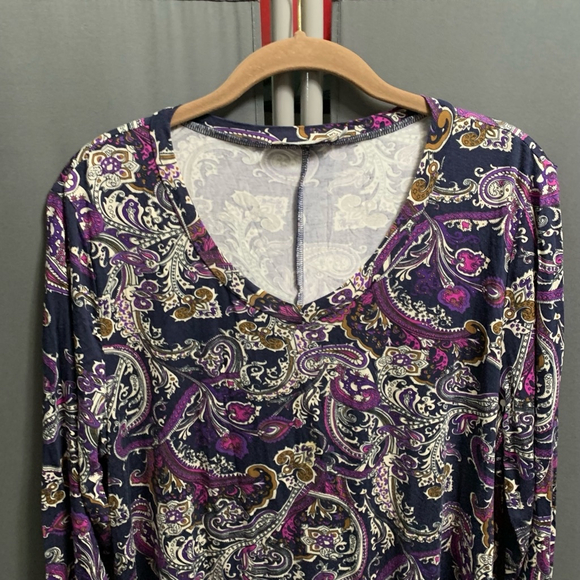 PD-Women's BaiShengGT Blouse, XL, Navy Purple fits plus size 1X - Picture 2 of 5